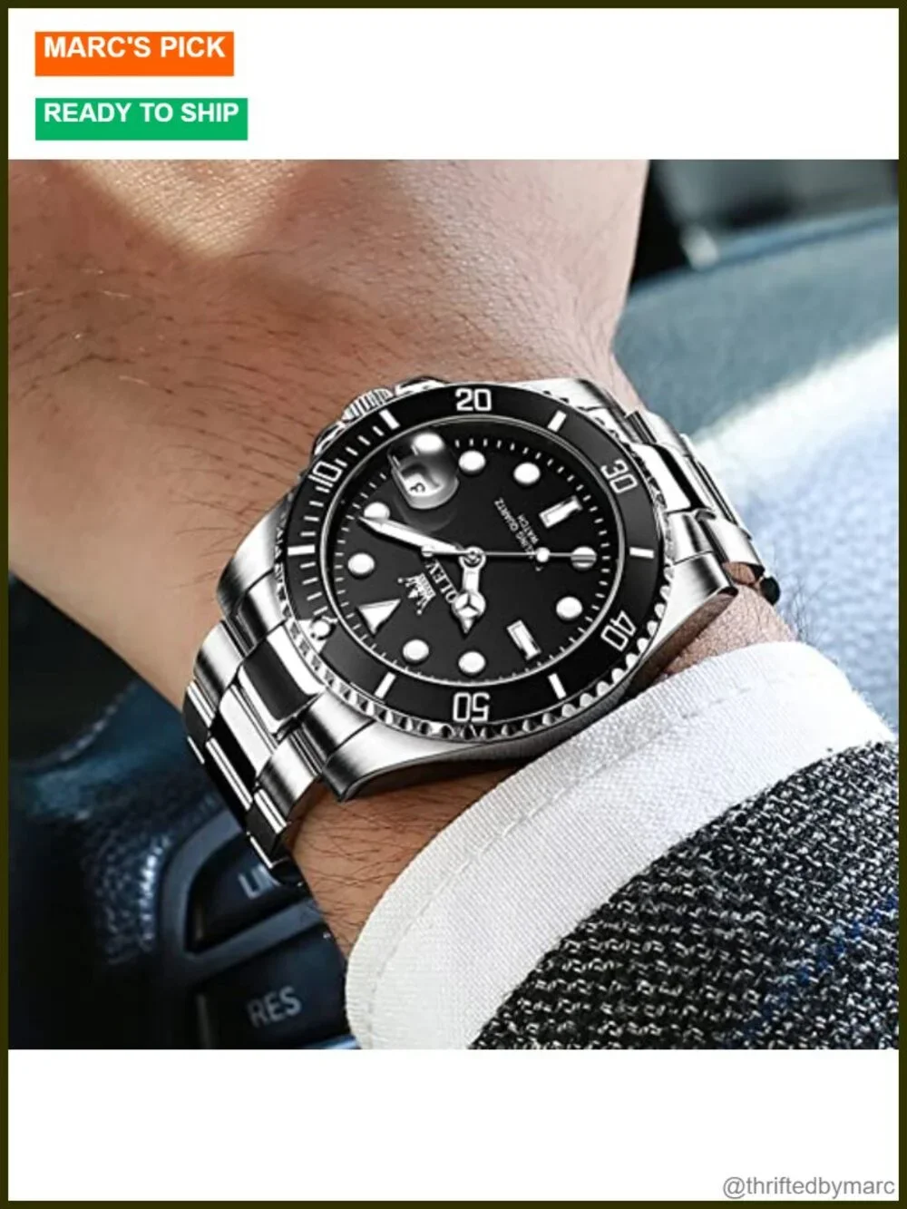 Classic Silver Stainless Steel Dress Watch with Luminous Hands